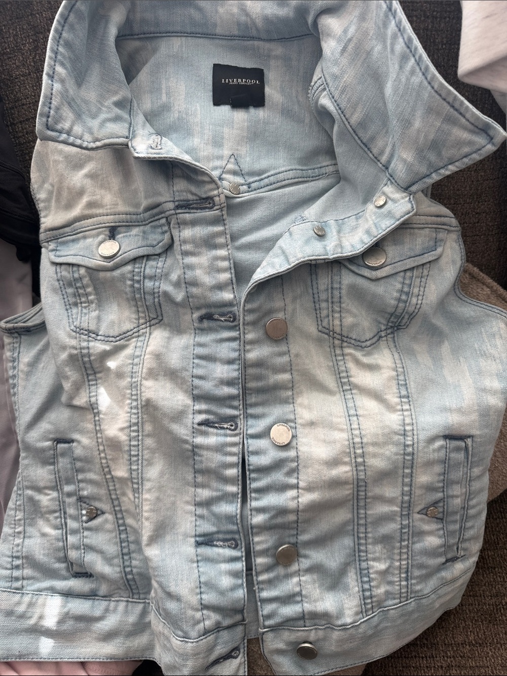 Liverpool Pale Blue Distressed Denim Vest